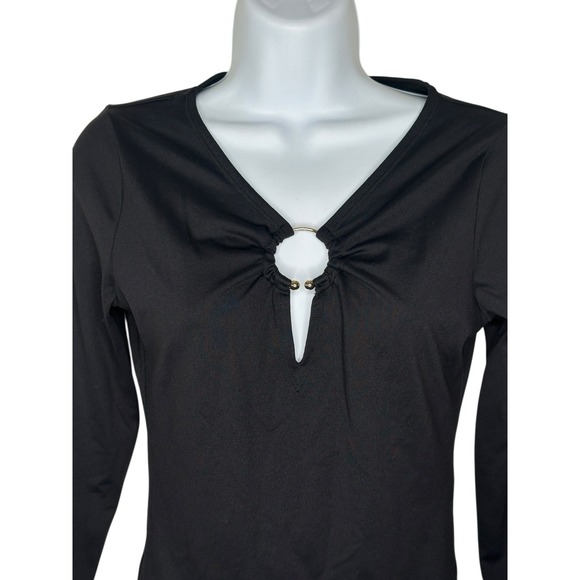 Abercrombie & Fitch Soft A&F Collection Black L/S Bodysuit Ring Keyhole SMALL - Picture 6 of 10